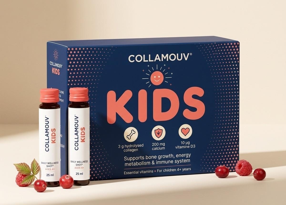 CollaMouv Kids – Packung, zwei Trinkfläschchen und Beeren